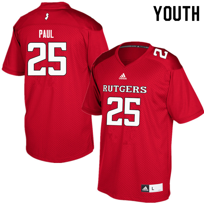 Youth #25 Jarrett Paul Rutgers Scarlet Knights College Football Jerseys Sale-Red